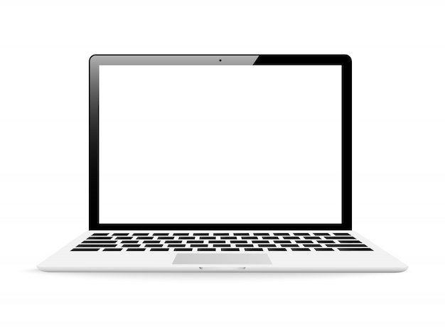 Nowoczesny błyszczący laptop na białym tle.