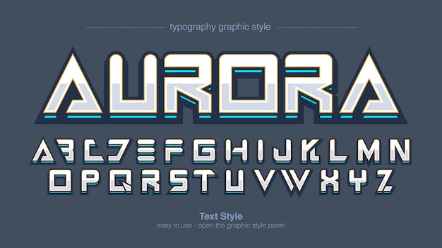 Nowoczesny chromowany śmiały futurystyczny efekt tekstowy na logo