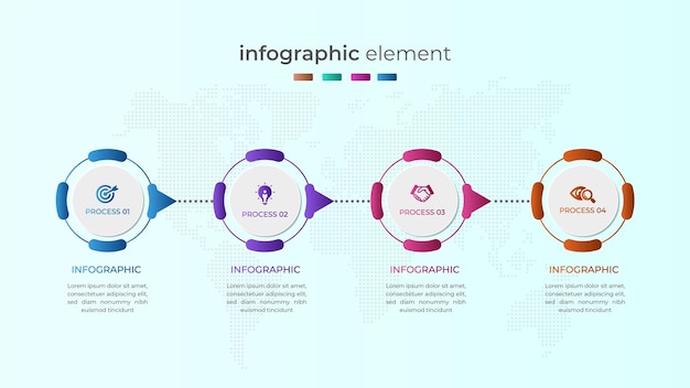 Plik wektorowy nowoczesny czteroetapowy okrągły biznesowy projekt infografiki