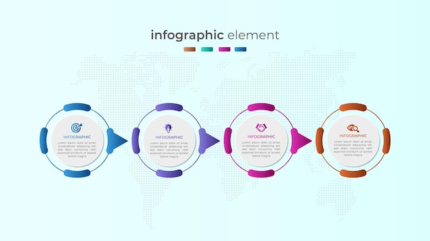Plik wektorowy nowoczesny czteroetapowy okrągły projekt infografiki biznesowej