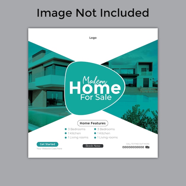 Plik wektorowy nowoczesny dom na sprzedaż media społecznościowe plik wektorowy szablonu projektu