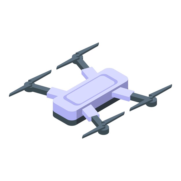 Nowoczesny dron latający z czterema śmigłami widok izometryczny