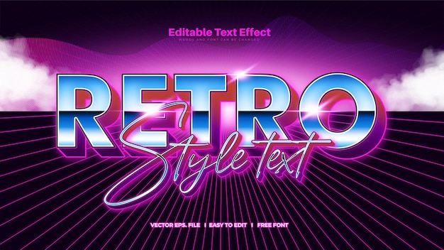 Plik wektorowy nowoczesny efekt tekstowy w stylu retro pop z lat 80