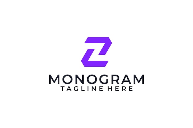 Nowoczesny elegancki monogram litera z logo w kolorze fioletowym
