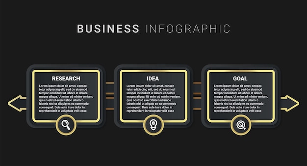 Nowoczesny Elegancki Trzy Opcje Infografika Szablon Ilustracji Wektorowych Z Ikonami