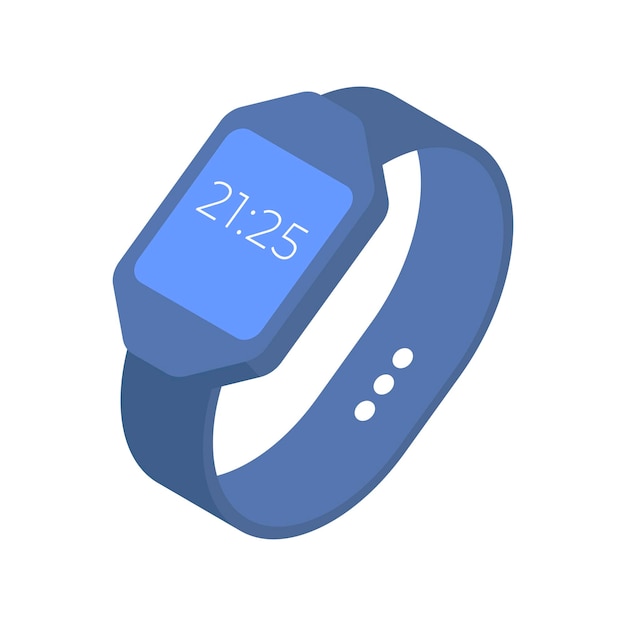 Plik wektorowy nowoczesny elektroniczny zegarek z gumowym paskiem i cyfrowym wyświetlaczem minimalistyczna ikona 3d izometryczna ilustracja wektorowa smartwatch tech sport akcesorium aplikacja internetowa połączenie czasowe urządzenie zegarowe