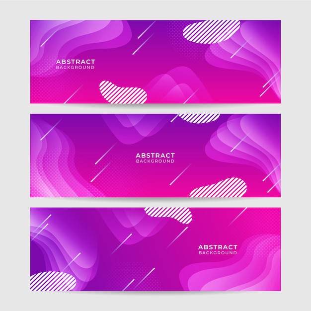 Nowoczesny Gradient Fioletowy Kolorowy Memphis Abstrakcyjny Baner