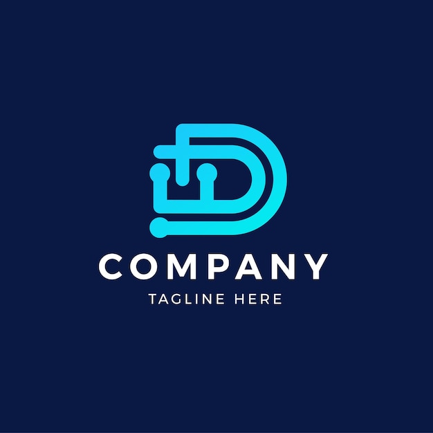 Nowoczesny i geometryczny szablon koncepcji początkowego logo D