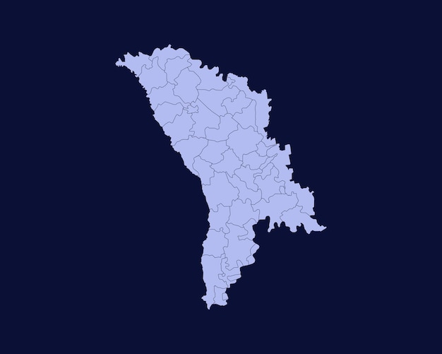 Nowoczesny jasnoniebieski kolor wysokiej szczegółowej mapy granicy Mołdawii na białym tle na niebieskim tle Vector
