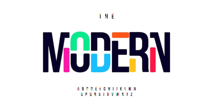 Wektor nowoczesny kolor podstawy alfabetu puzzle litery kolorowy wzornik czcionka dla jasnej zabawki logo gra nagłówek kreatywne tęcza typografia pogrubiony tekst skondensowany wektor projekt typograficzny