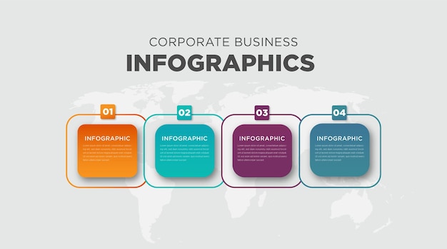 Nowoczesny kolorowy szablon prezentacji infografiki w czterech krokach