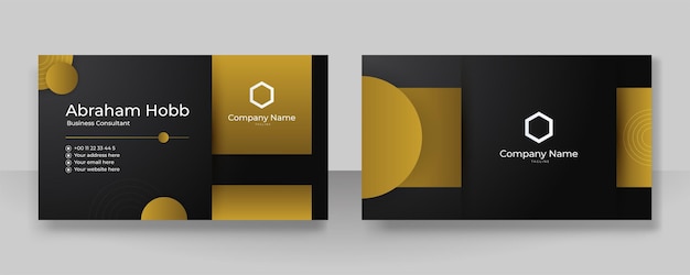 Nowoczesny kreatywny i czysty szablon wizytówki Luksusowy szablon projektu wizytówki Eleganckie ciemne czarne tło z abstrakcyjnymi złotymi błyszczącymi falistymi liniami Ilustracja wektorowa