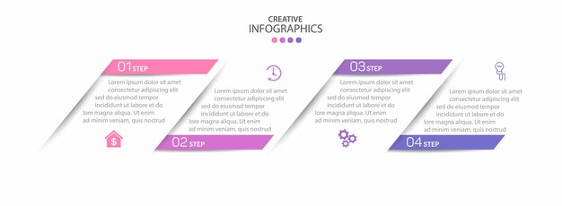 Nowoczesny Kreatywny Wektor Infografika Szablon Z 4 Krokami