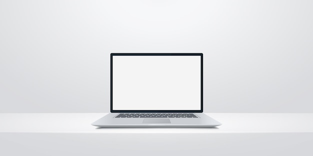 Nowoczesny laptop z pustym ekranem na białym tle