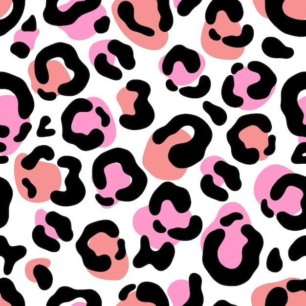 Nowoczesny leopard kolor futra wektor wzór w stylu doodles handdrawn