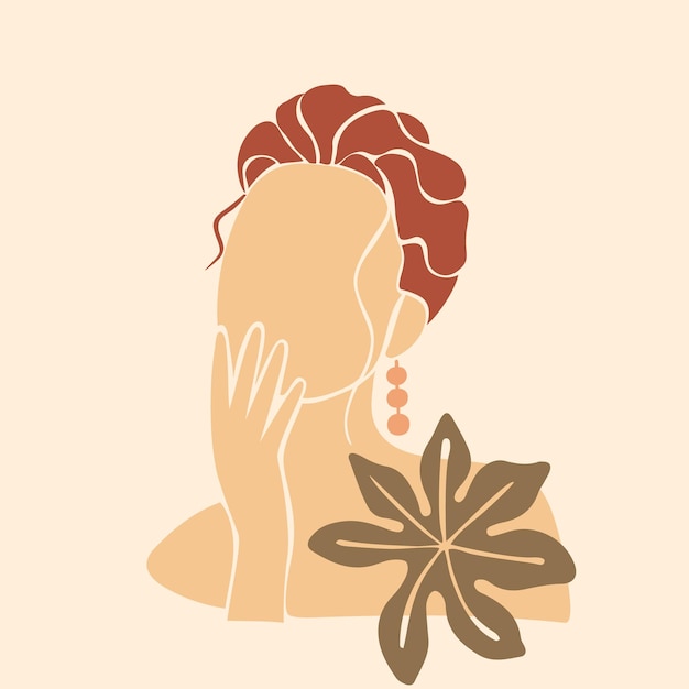 Nowoczesny minimalistyczny abstrakcyjny portret kobiety styl boho estetyczny plakat dekoracyjny na ścianę dla fryzjera salon kosmetyczny!