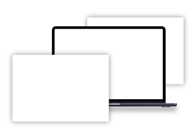 Nowoczesny model laptopa z widokiem z przodu i wysokiej jakości model smartfona i tabletu