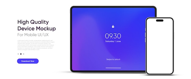 Nowoczesny model tabletu z widokiem z przodu i wysokiej jakości model smartfona i tabletu wyizolowany na białym