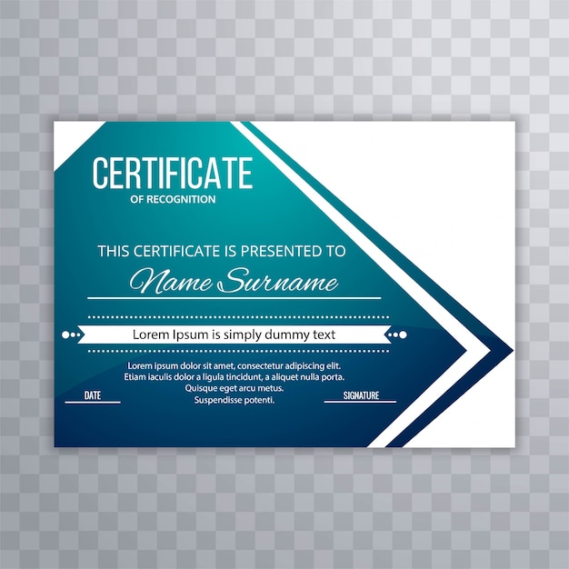 Plik wektorowy nowoczesny niebieski certyfikat szablon wektor