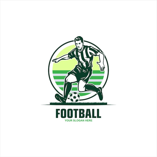 Nowoczesny Piłkarz W Akcji Logo Z Piłką