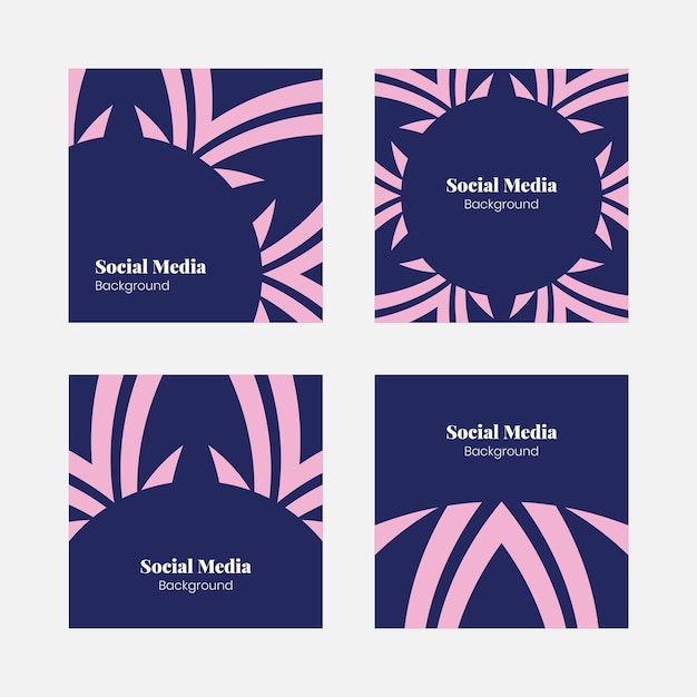 Plik wektorowy nowoczesny płaski i elegancki ciemnofioletowy i różowy kwadratowy wzór tła mediów społecznościowych