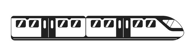 Plik wektorowy nowoczesny pociąg dużych prędkości monochromatyczny płaski obiekt wektorowy wagon kolejowy pociąg metra transport kolejowy edytowalna czarno-biała ikonka cienkiej linii prosta ilustracja spot clip art dla projektowania stron internetowych