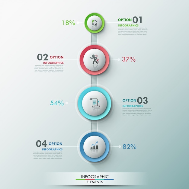 Nowoczesny Proces Infografiki Szablon Z 4 Kółkami Przycisków