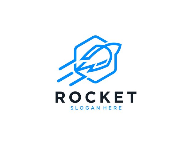 Nowoczesny projekt logo sześciokątnej linii rakiety