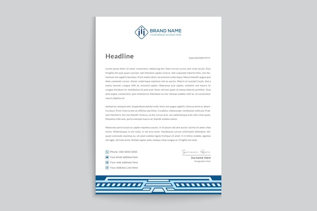 Nowoczesny projekt papieru firmowego w kolorze czarno-niebieskim