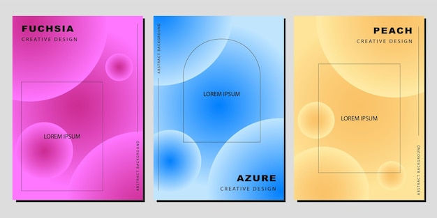 Nowoczesny Projekt Szablonu Okładki Fuchsia Azure Peach Color Concept Modny Płynny Gradient Bąbelkowy