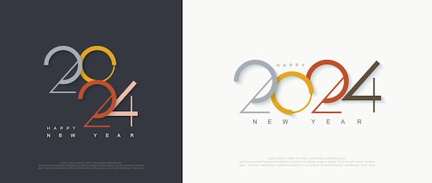 Nowoczesny projekt szczęśliwego nowego roku 2024 Z pięknymi kolorowymi liczbami Ilustracja wektora premium do kalendarza plakatów banerowych i powitania szczęśliwego nowego roku 2024
