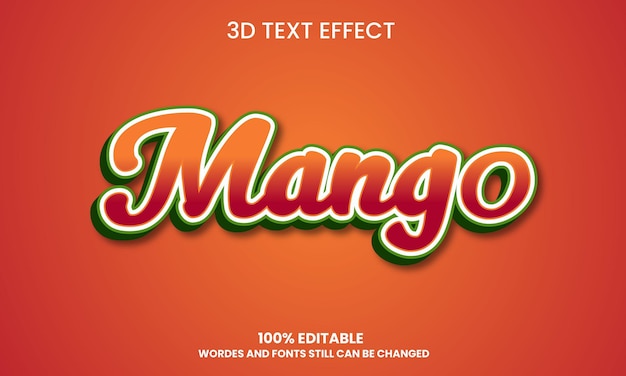 Nowoczesny realistyczny Mango 3D Bold Text Effect Design