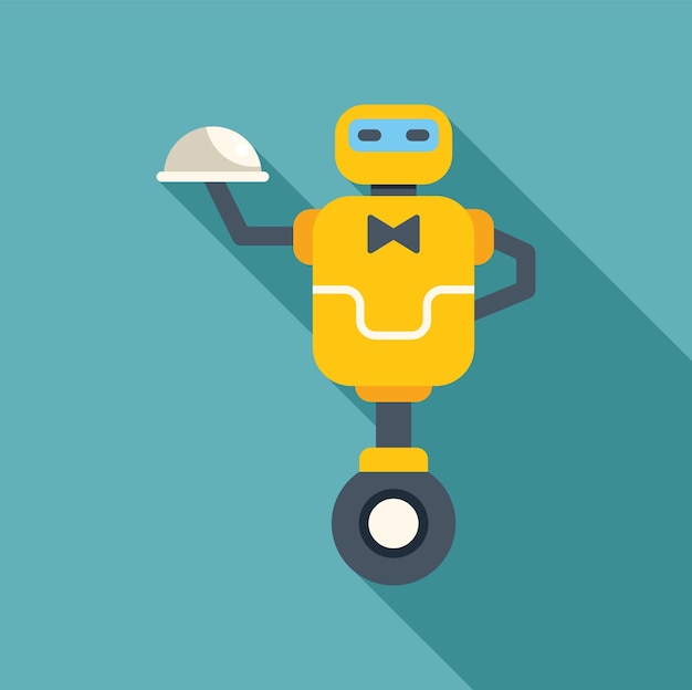 Nowoczesny robot obsługi restauracji trzymający pokrywany tacę na kołach