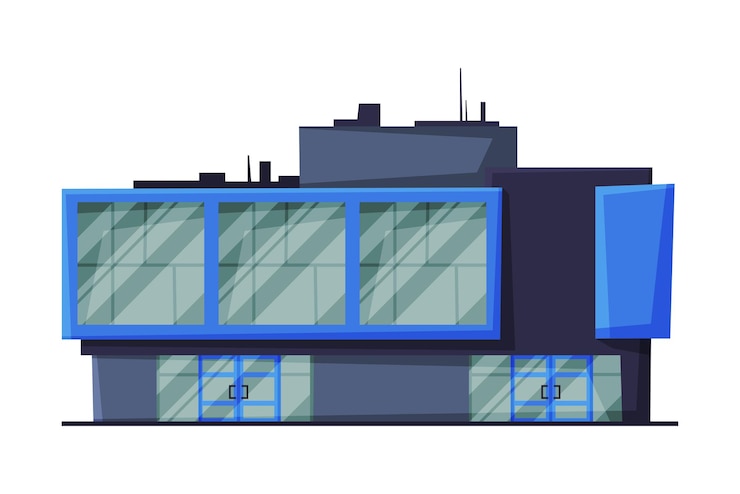 Wektor nowoczesny sklep detaliczny lub centrum handlowe budynek architektury miejskiej element projektowania ilustracja wektorowa płaska