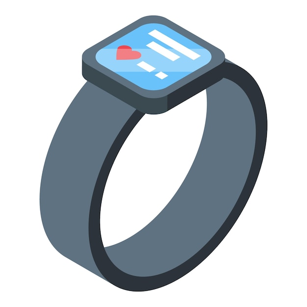 Nowoczesny smartwatch wyświetlający dane zdrowotne z ikoną tętna na niebieskim ekranie i szarym pasku