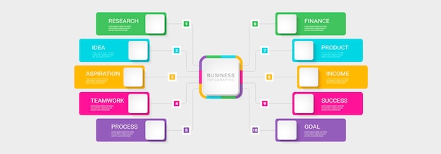 Nowoczesny Szablon Infografiki 3d Z 10 Krokami Do Sukcesu