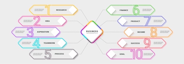 Nowoczesny Szablon Infografiki Cienkiej Linii Neon Na Sukces