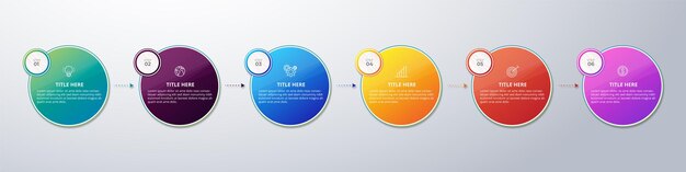 Nowoczesny szablon infografiki w 6 krokach z kolorowym gradientem