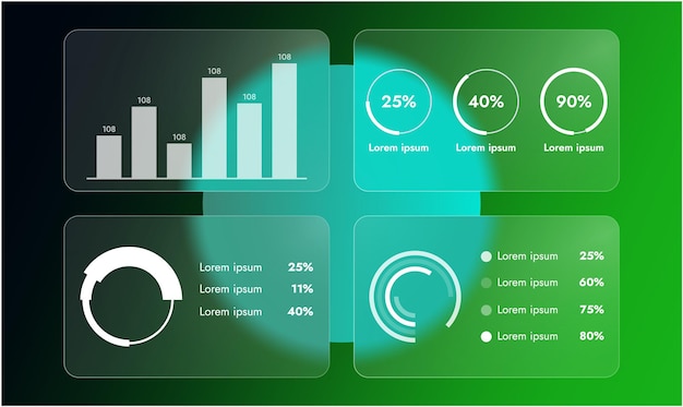 Nowoczesny szablon infografiki ze szklanymi bąbelkami gradientowymi i minimalistycznymi elementami projektowymi Doskonały do prezentacji procesów biznesowych strategii marketingowych i wizualizacji danych