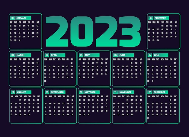 Nowoczesny Szablon Kalendarza 2023