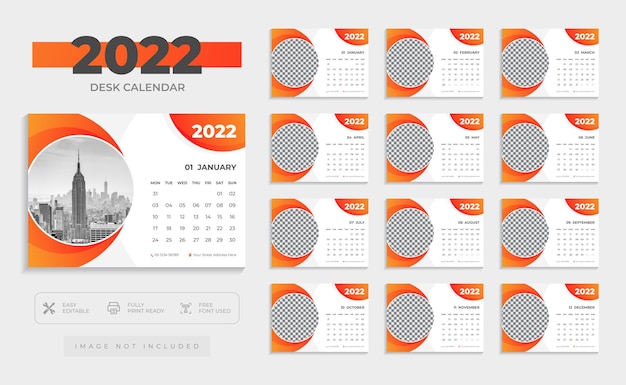 Nowoczesny Szablon Projektu Kalendarza Na Biurko 2022
