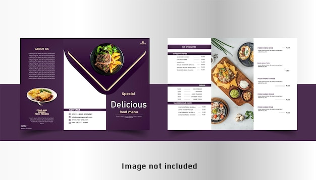 Plik wektorowy nowoczesny szablon trójdzielnej broszury menu restauracji fast food