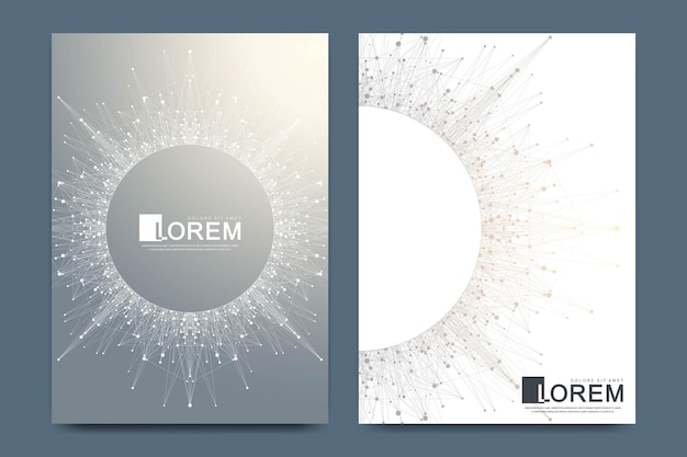 Nowoczesny Szablon Wektorowy Dla Broszury, Ulotki, Ulotki, Okładki, Banera, Katalogu, Magazynu Lub Raportu Rocznego W Formacie A4. Futurystyczny Projekt Naukowo-technologiczny. Prezentacja Z Mandalą. Splot Linii.