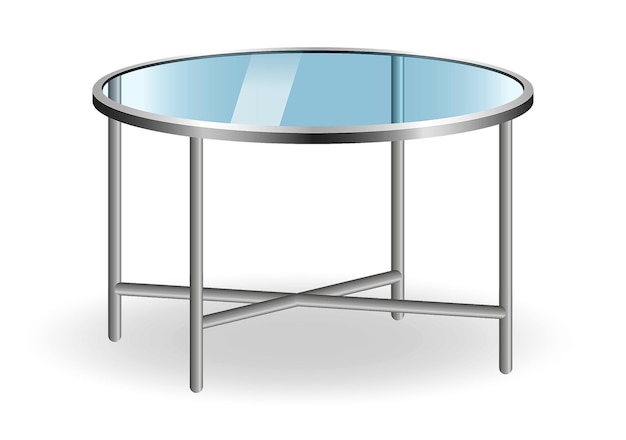 nowoczesny szklany okrągły stół na białym tle ilustracja 3D