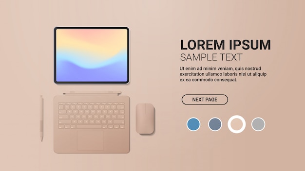 Nowoczesny Tablet Z Klawiaturą, Myszką I Kolorowym Ekranem