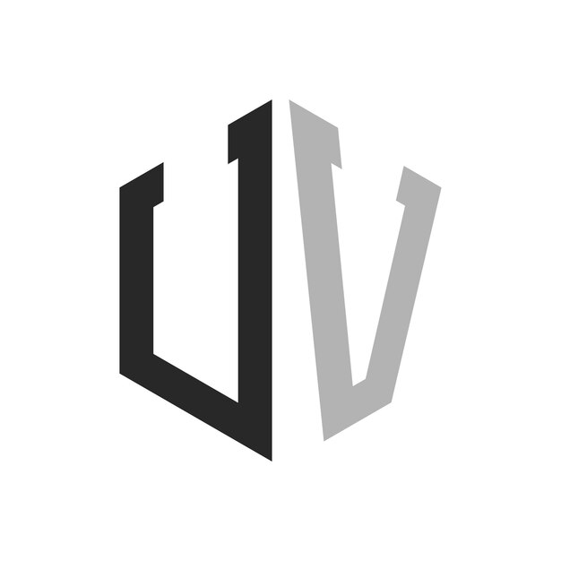 Nowoczesny unikalny hexagon letter UV Logo Design Template Elegant initial UV Letter Logo Concept