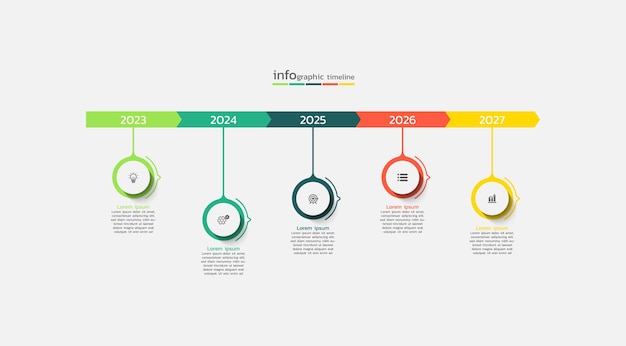 Nowoczesny Wzór Linii Czasowej Infografiki Biznesowej Kolorowy Projekt