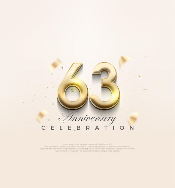 Nowoczesny Złoty 63 Rocznica Premium Projekt, Aby świętować Urodziny Premium Tło Wektorowe Dla Pozdrowienia I świętowania