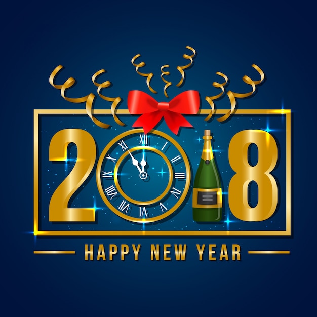Plik wektorowy nowożytna szczęśliwa nowego roku 2018 świętowania karta
