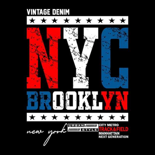 Nowy Jork Brooklyn Typografia Graficzna Ilustracja Wektor Styl Sztuki